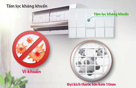 Với tấm lọc kháng khuẩn, máy lạnh Yuiki khử mùi hiệu quả